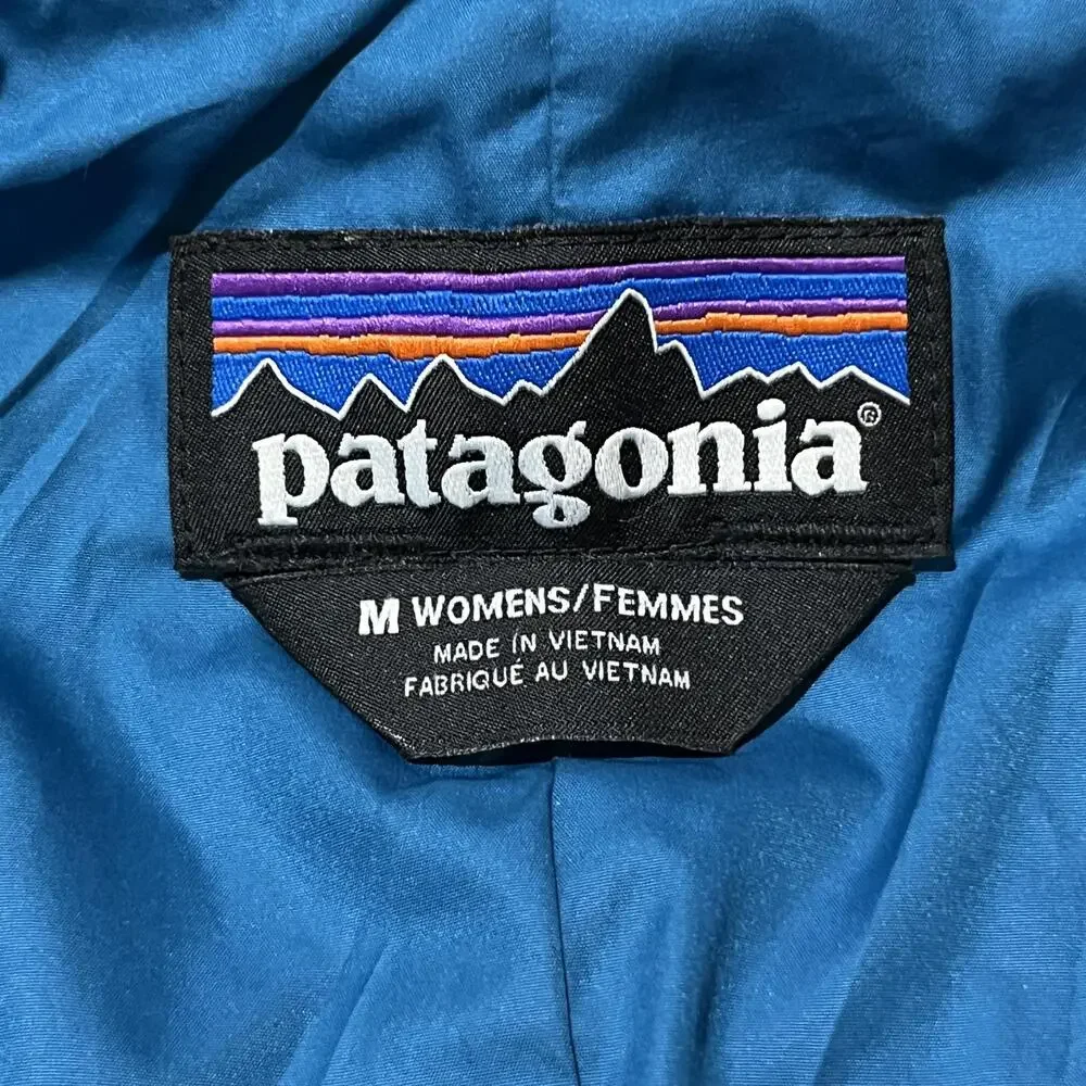 Patagonia Puffer Jacket Womens Medium Light Blue Quilted Full Zip STY 31765